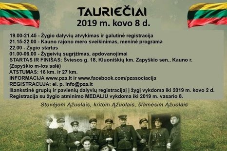 Naktinis pėsčiųjų žygis partizanų takais „Tauriečiai“